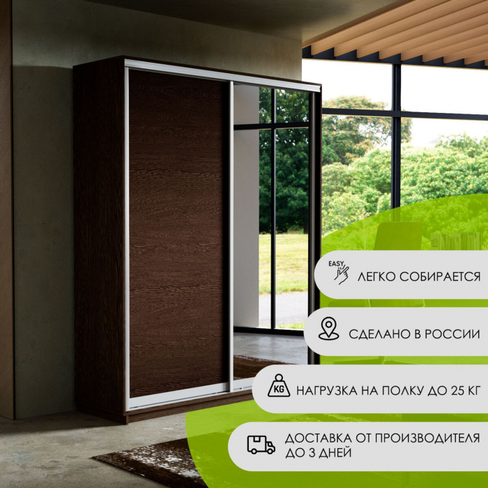Шкаф-купе Экспресс ДСП/Зеркало, 120х45х220 Венге