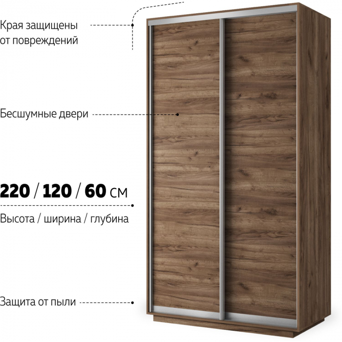 Шкаф-купе Экспресс Хит-ДСП, 120х60х220 Крафт табачный
