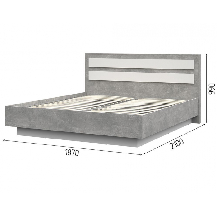 Денвер КР-03 Кровать 180х200 ателье светлый/белый