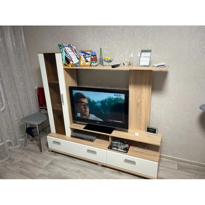Стенка Соло-6 сонома светлый/белый