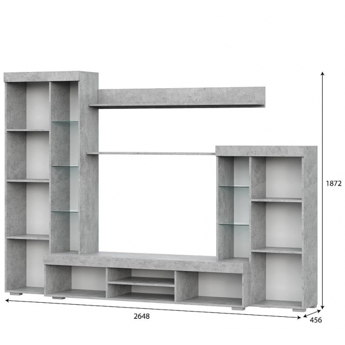 Стенка Метрополис-5 Цемент светлый / Белый