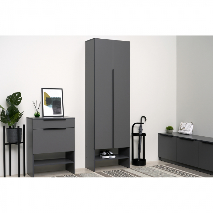 Шкаф Тивина с полкой графит серый